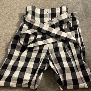 checkered paperbag pants